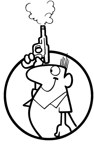 Man firing starting gun vinyl sticker. Customize on line. Sports 085-1438
